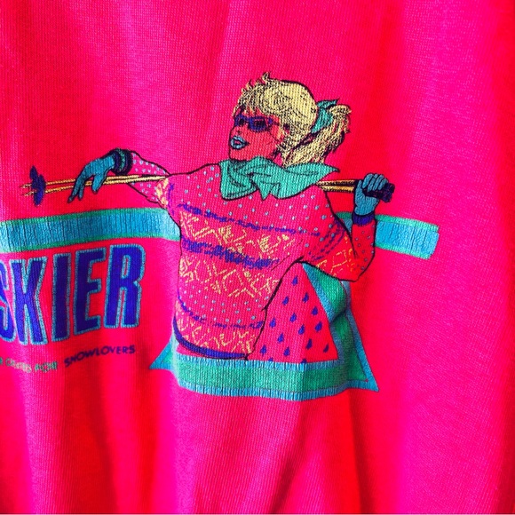Vintage Sweaters - Vintage Hot Pink Powder Skier Snow Bunny Cowl Turtle Neck Small
